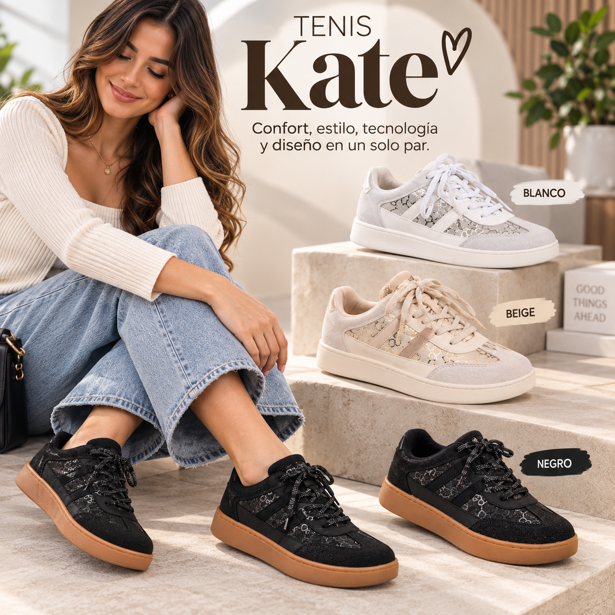 👟 TENIS DAMA KATE💋tenis textil-vegano-suela goma💨🍂